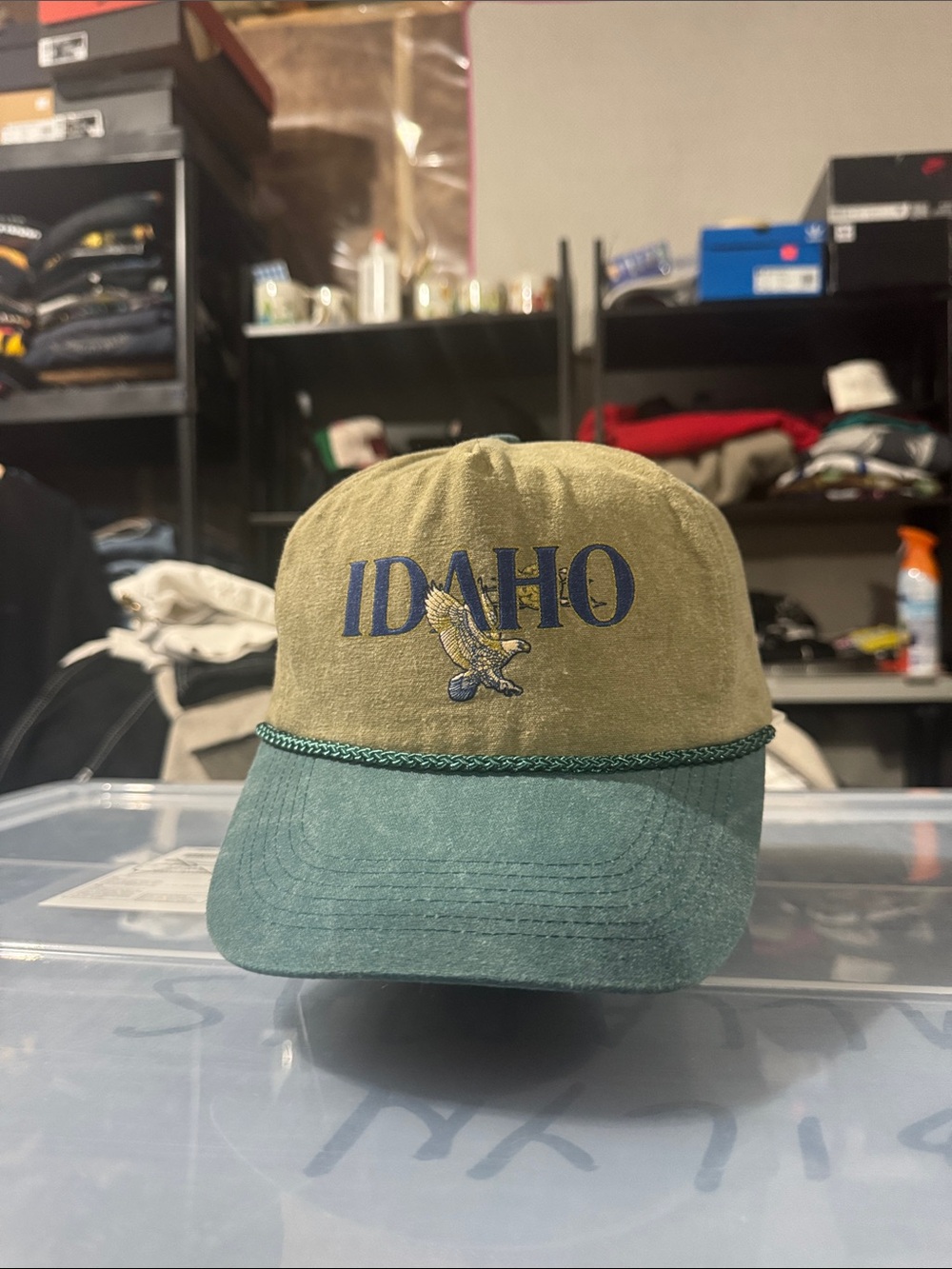 Idaho Embroidered Eagle Cap in Olive and Teal